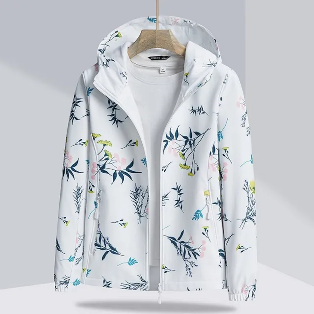 【米蘭精品】現貨+預購 衝鋒衣連帽夾克(防風防水植物印花女衝鋒外套6色74db37)
