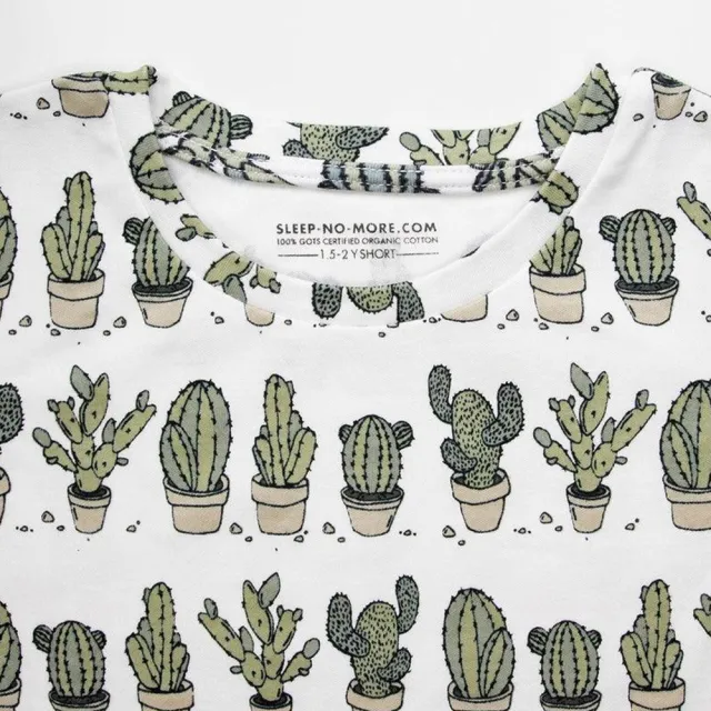 【Sleep No More】100% 有機棉兒童圓領持長袖上衣-仙人掌