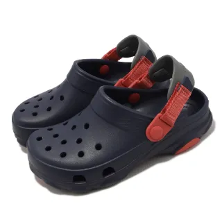 【Crocs】洞洞鞋 Classic All-Terrain Clog K 童鞋 深藍 紅 布希鞋 涼拖鞋 卡駱馳(207458410)