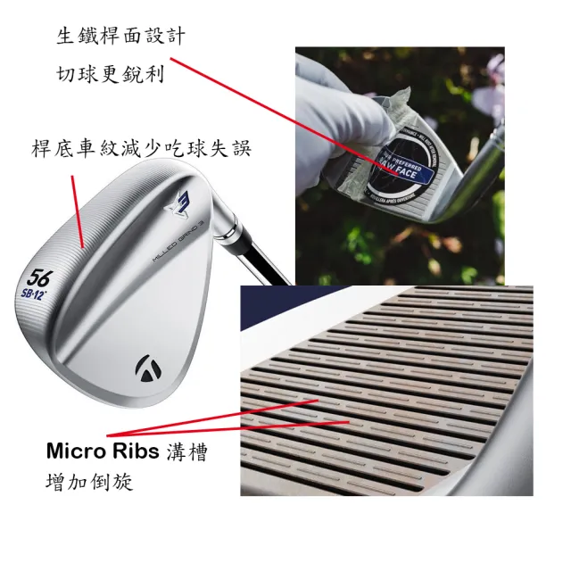 TaylorMade】MG3 Milled Grind 第3代Wedge 挖起桿銀白色和黑色(生鐵桿