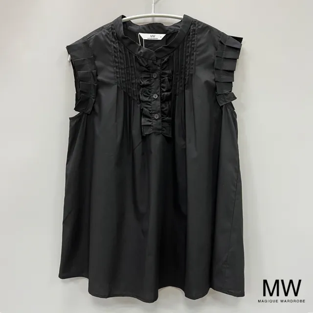 【MAGIQUE WARDROBE】立領半開襟荷葉袖上衣(3色)