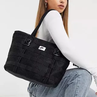 【NIKE 耐吉】托特包 Air Tote Bag 男女款 黑 大容量 基本款 手提 包包 工裝風 肩背包 媽媽包(CU2607-010)