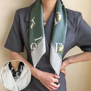 【Seoul Show 首爾秀】D字印花100%桑蠶絲頭領巾真絲圍巾披肩(防寒保暖)