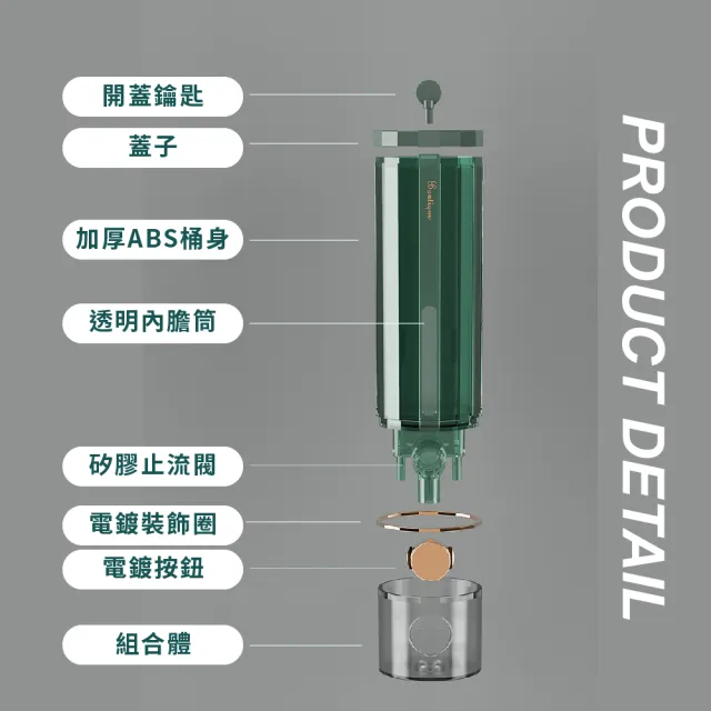 【抑菌防疫】復古壁掛按壓式給皂機-450ml(免釘鑽 大容量 給皂器 洗手機 沐浴乳架 洗手乳按壓罐 浴室用品)