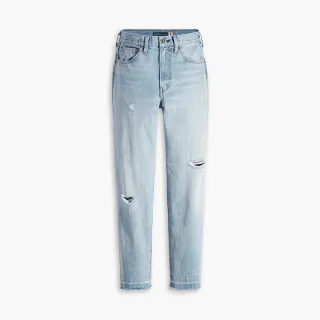 【LEVIS】LMC MOJ頂級日本布 女款 復古高腰廓型牛仔長褲/精工磨損刷破工藝/不收邊褲管 熱賣單品 75645-0032