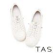【TAS】微笑刺繡真皮免綁帶休閒鞋(白色)