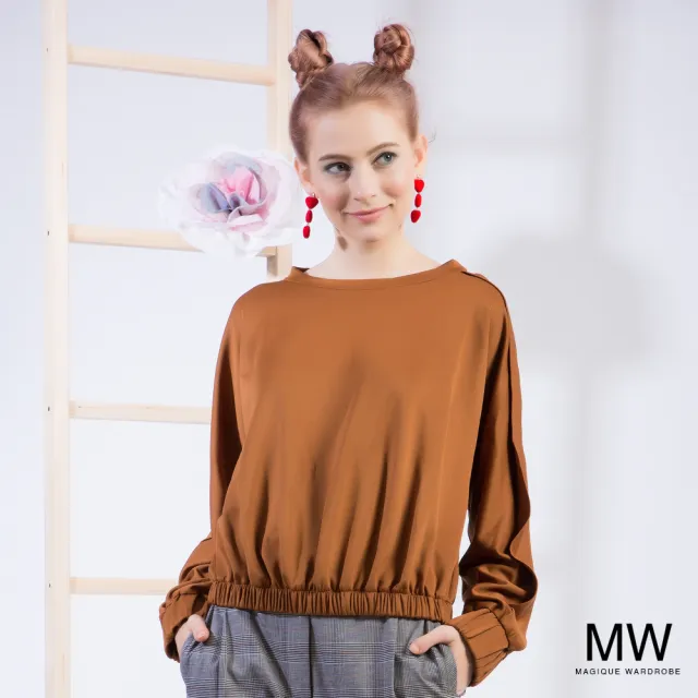 【MAGIQUE WARDROBE】連袖皺褶袖口上衣(2色)