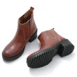 【DIANA】5 cm質感雙色牛皮彈性布鞋口設計側拉鍊德比短靴-經典復古(棕)