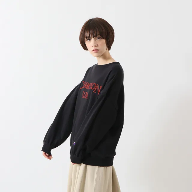 【Champion】官方直營 Womens Logo 寬袖大學長袖Tee-女(黑色)