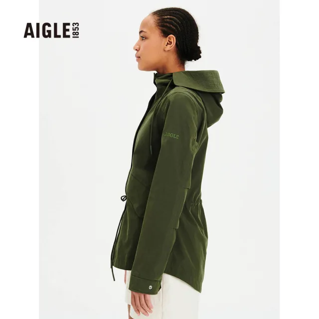 【AIGLE】女 MTD 防水透氣外套AG-FQ226A080 軍綠(女外套 防水透氣外套)