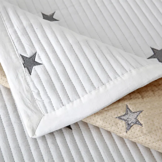 【midou】北歐風星星刺繡洗水棉床邊地墊(長型地墊 窗臺墊 走道地墊)