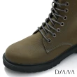 【DIANA】4 cm防潑水密織布綁帶側拉鍊軍靴-率性簡約(軍綠)