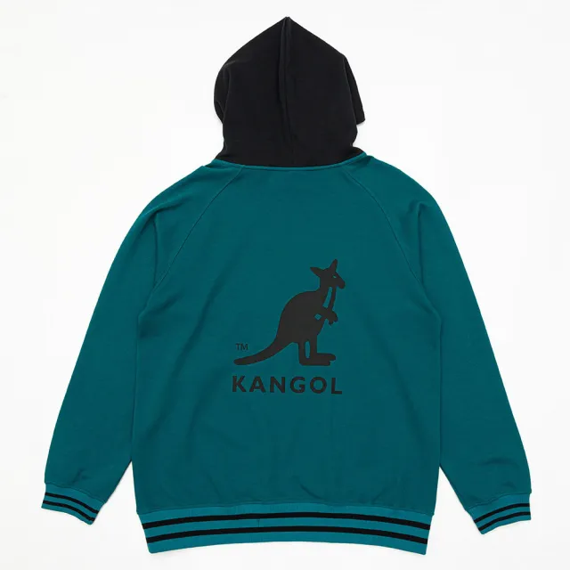 【KANGOL】帽T 中綠 後背大LOGO 長袖 上衣 中性(6255105272)
