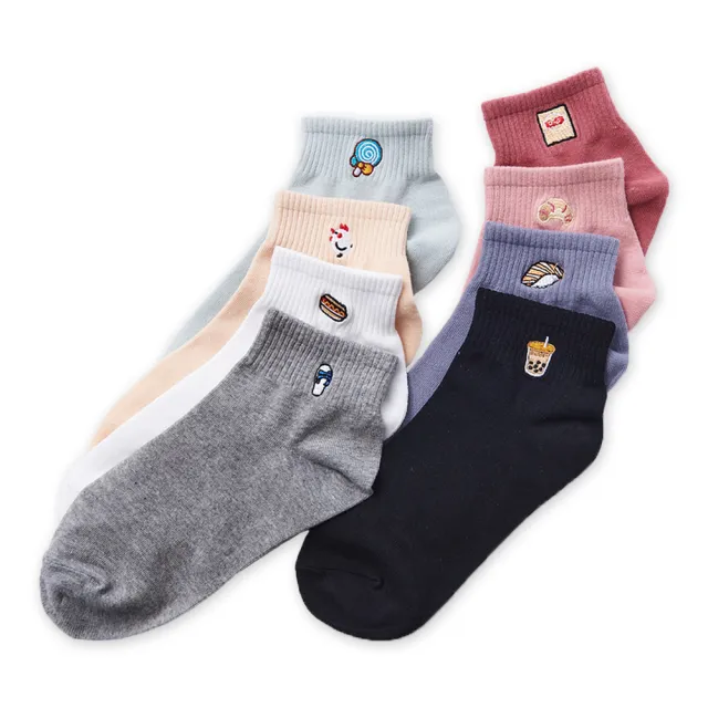 【ChanChou展舟】GK刺繡1/2襪1~8 超值8雙組(台灣製造 /品質保證/棉襪/短襪)
