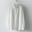 【MsMore】早秋新款長袖襯衫韓版寬鬆白色百搭純色中長版上衣#114223(白色)