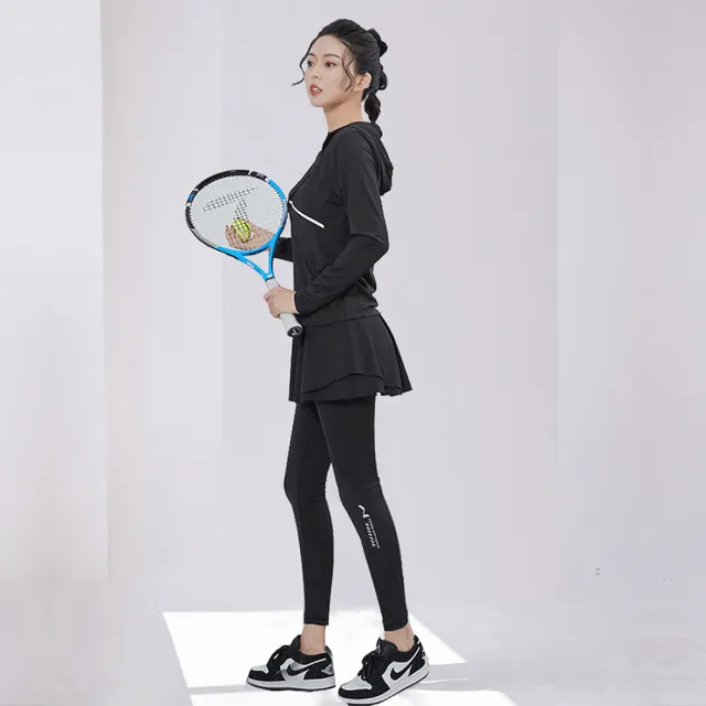 【BODYAIR】任2入 假兩件雙層球裙舞感九分褲(瑜珈.運動.慢跑.透氣.舞蹈.運動褲)