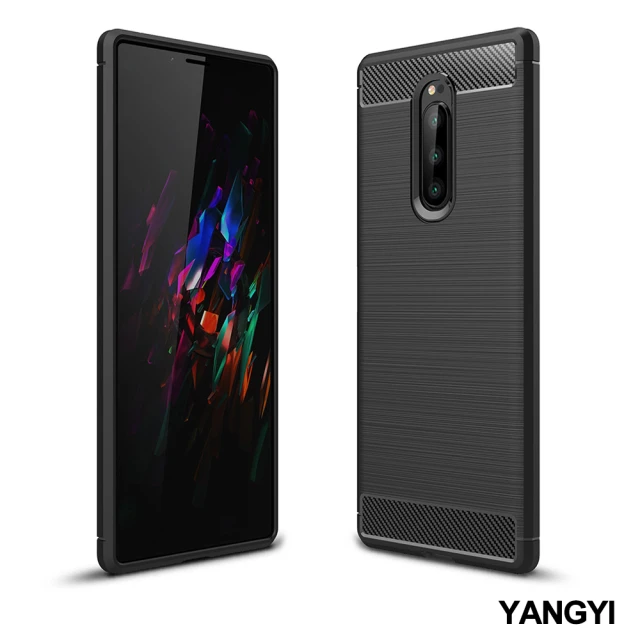 YANG YI 揚邑 Sony Xperia 1 拉絲紋碳纖維軟殼散熱防震抗摔手機殼