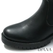 【DIANA】5 cm質感雙色牛皮彈性布鞋口設計側拉鍊德比短靴-經典復古(黑)