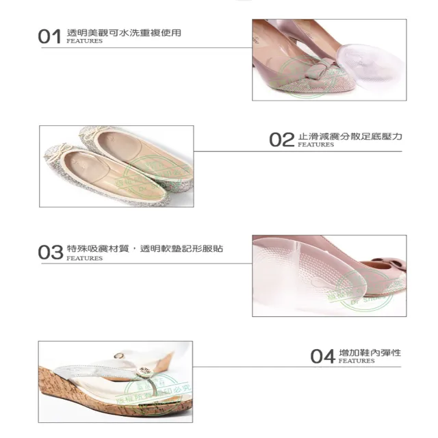 【鞋博士嚴選鞋材】矽膠前掌墊腳掌防滑 緩衝減壓(高跟鞋魚口鞋楔型鞋減碼大半號)