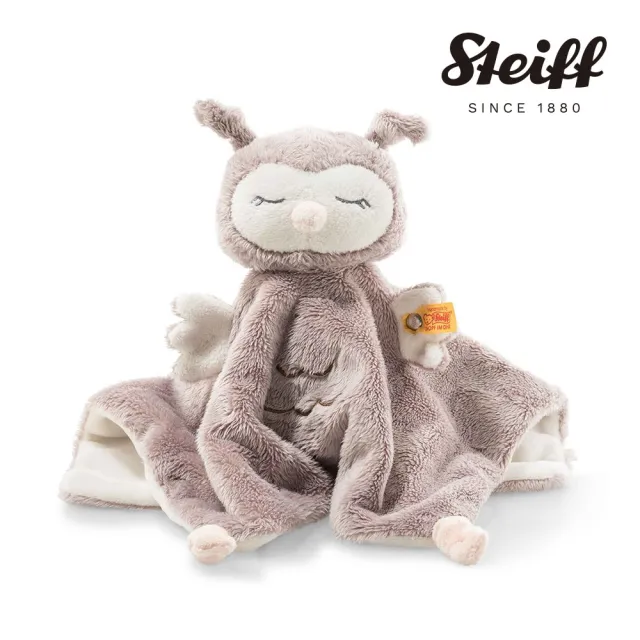 【STEIFF】Ollie Owl 萌萌貓頭鷹 安撫巾&手搖鈴(安撫彌月禮盒)