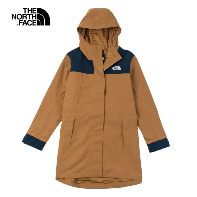 The North Face】北面女款棕色防水透氣寬鬆長版衝鋒衣｜7WBR173 - momo