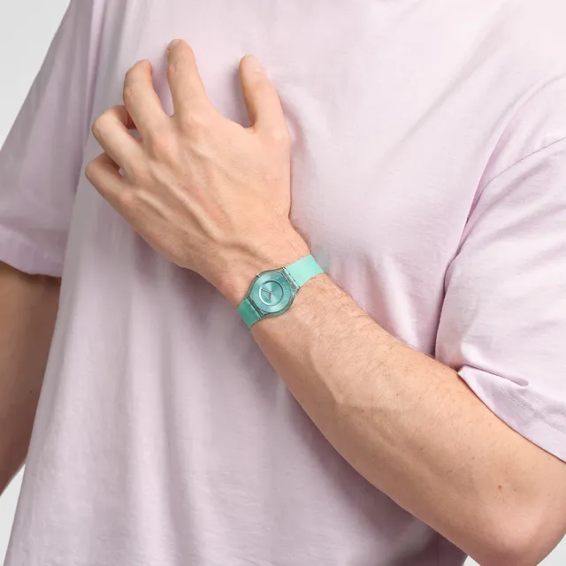 【SWATCH】PASTELICIOUS TEAL 超薄手錶/男錶/女錶/瑞士製造 SS08L100(34mm)