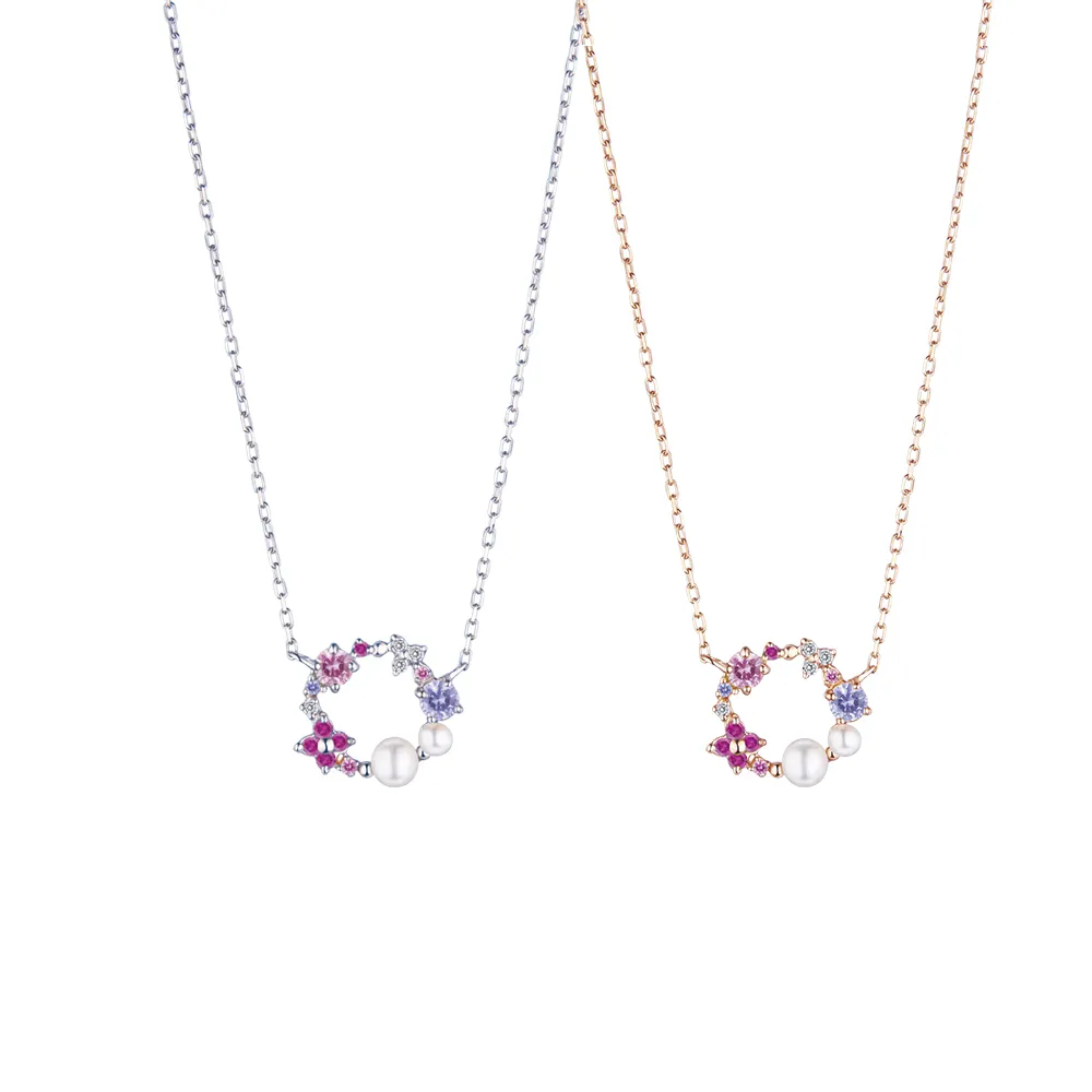【ALUXE 亞立詩】10K金 粉紅寶石 水晶 淡水珍珠項鍊 NN0213(2色任選)