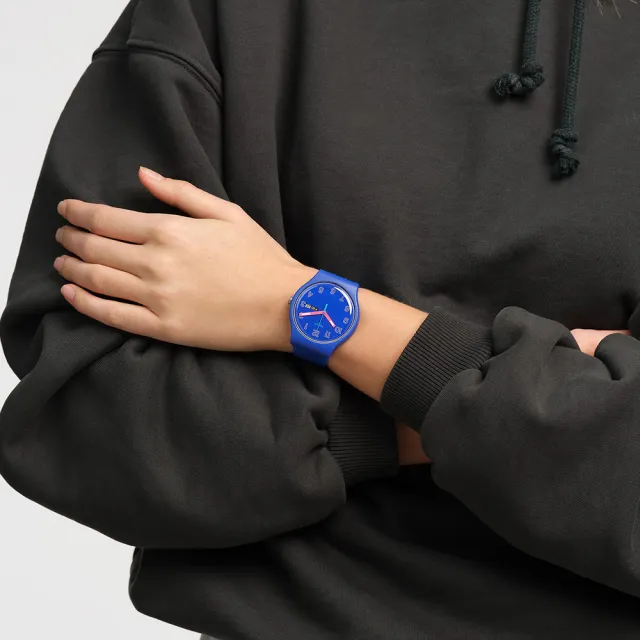 【SWATCH】New Gent 原創系列手錶 COBALT DISCO 鈷藍心機 男錶 女錶 瑞士錶 錶(41mm)