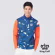 【KING GOLF】速達-刺繡LOGO幾何印圖輕薄防風背心外套(藍色)