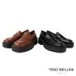 【TINO BELLINI 貝里尼】義大利進口牛皮微方頭厚底樂福鞋FYLV029(黑)