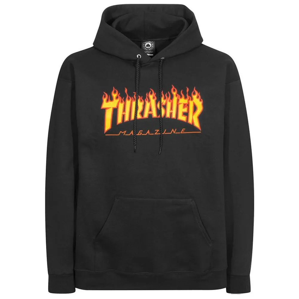 【Thrasher】Thrasher 美線 FLAME LOGO HOODIE 滑板 火焰T 長袖帽T 刷毛 黑色(美版版型 請留意尺碼數據)
