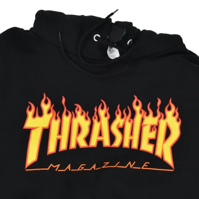 【Thrasher】Thrasher 美線 FLAME LOGO HOODIE 滑板 火焰T 長袖帽T 刷毛 黑色(美版版型 請留意尺碼數據)