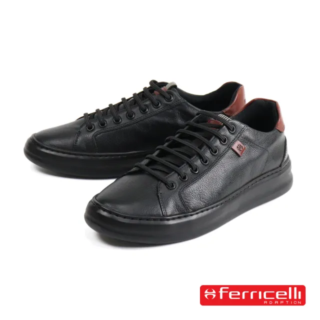【Ferricelli】巴西時尚真皮平底休閒鞋 黑色(F58801-BL)