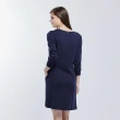 【NAUTICA】女裝 修身素面開岔長洋裝(深藍)