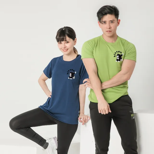 【台製良品】台灣製男女款 吸排短T-Shirt貓咪_C001-2件組(多色任選)