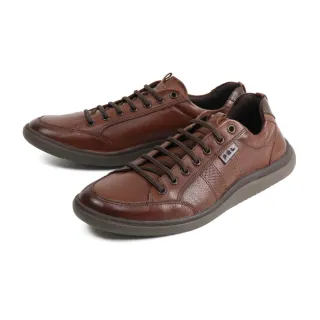 【Ferricelli】荔枝紋真皮寬底綁帶休閒鞋 棕色(F57221-BR)