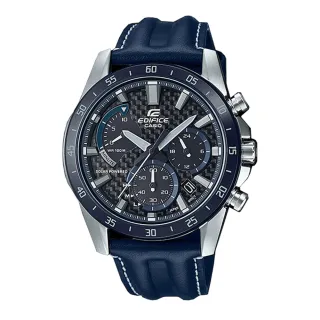 【CASIO 卡西歐】EDIFICE 太陽能 三眼男錶 皮革錶帶 防水100米 EQS-930BL(EQS-930BL-2A)