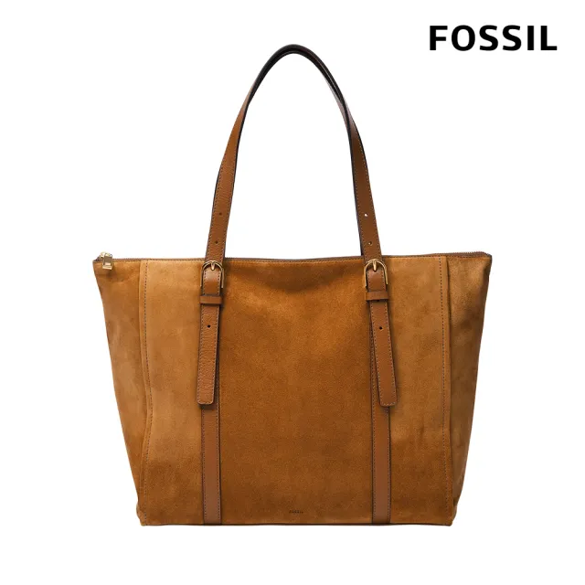 【FOSSIL 官方旗艦館】Carlie 麂皮托特包-金棕色 ZB1832216