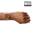 【FOSSIL 官方旗艦館】Stella Sport 多功能環鑽棕面女錶 玫瑰金色不鏽鋼鍊帶 指針手錶 37MM ES5109