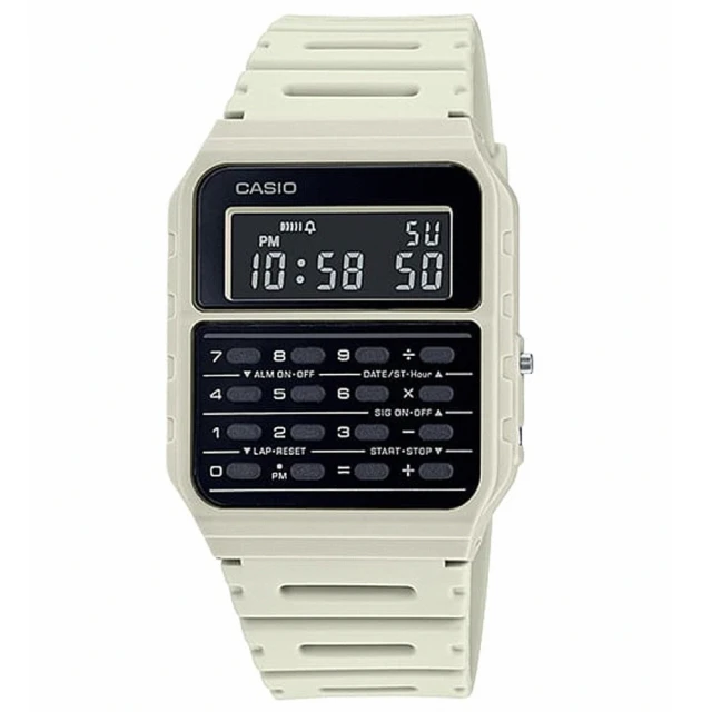 CASIO 卡西歐 風潮 計算機樹脂腕錶/白x黑面(CA-53WF-8B)