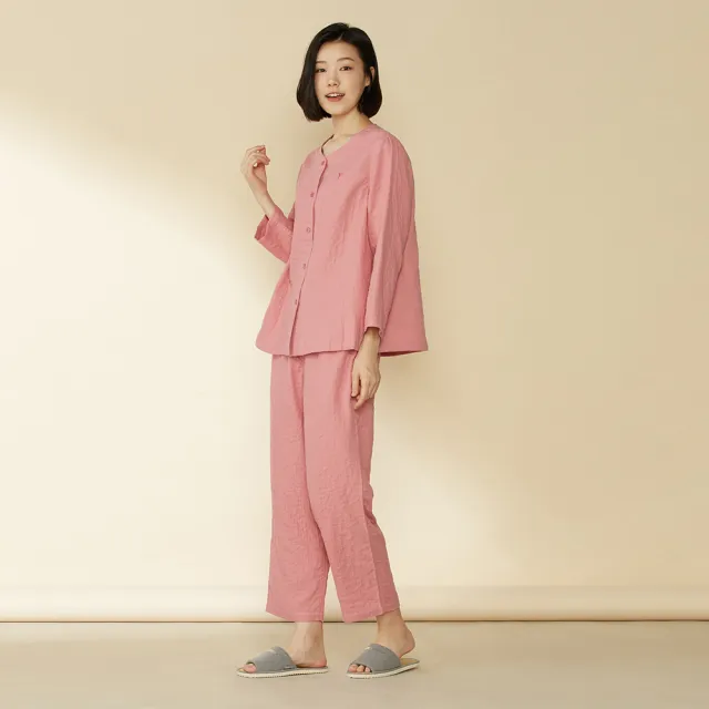 【YVONNE 以旺傢飾】雙層紗直筒長褲(活力粉)