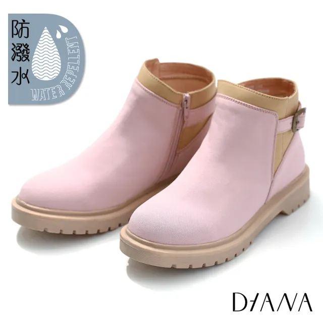 【DIANA】4cm繽紛冬季防潑水俏麗短靴-小編熱推(粉紅起司)