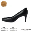 【TINO BELLINI 貝里尼】巴西進口經典素面圓頭牛皮7CM跟鞋FWET001(黑)