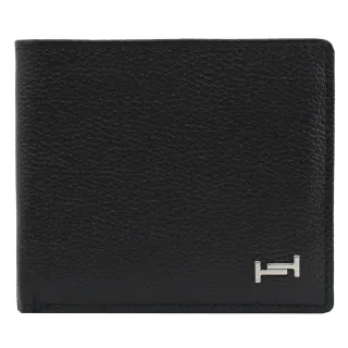 【TOD’S】TODS DOUBLE T 金屬雙T字LOGO防刮牛皮雙層零錢短夾(黑)