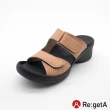 【RegettaCanoe】Re:getA  Regetta雙腰帶打孔 楔形涼鞋R-2681(PCH-蜜桃粉)