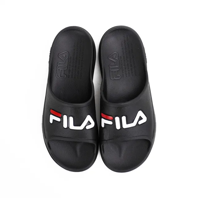 【FILA】Plumpy Slide 男女 拖鞋 舒適 休閒 游泳 戲水 雨天 居家 情侶 黑(4-S334W-001)