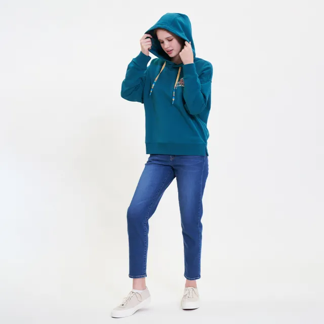 【Lee】女裝 長袖帽T / 多彩帽繩 系列刺繡 雲杉綠 Oversized版型 / 101+ 系列(LL220449728)