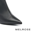 【MELROSE】質感時髦鉚釘V型牛皮尖頭高跟長靴(黑)