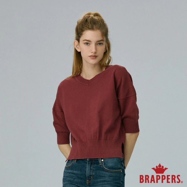 【BRAPPERS】女款 V領八分袖線衫(香玉紅)