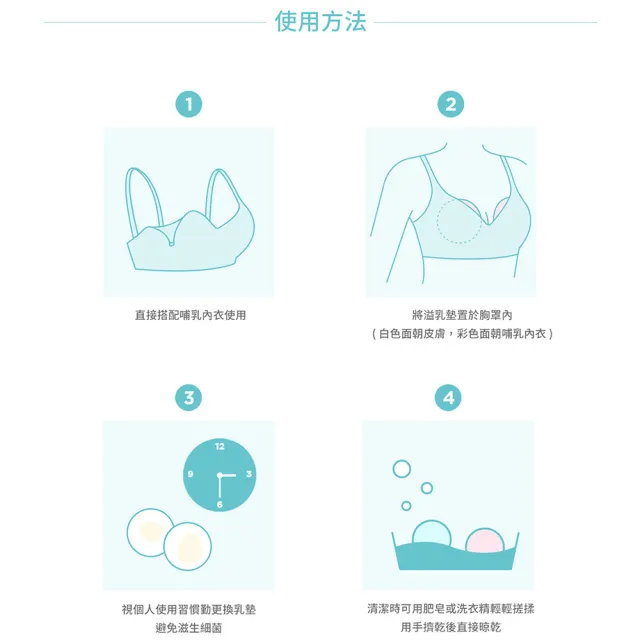 【MOOIMOM 沐伊孕哺】超柔軟可洗式防溢乳墊 4入組